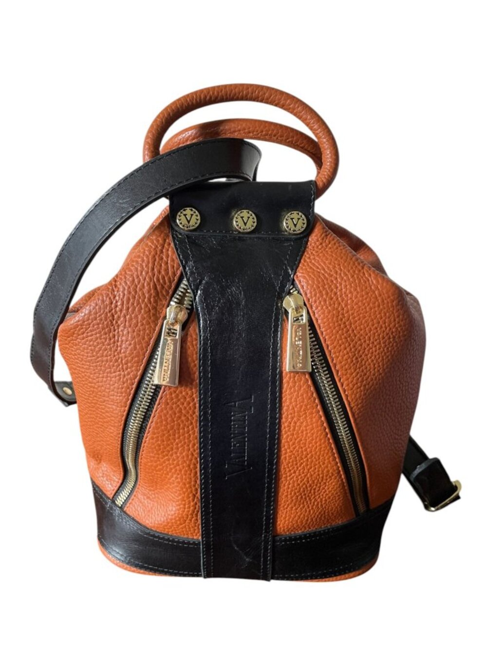 Valentina Italy Genuine Pebbled Leather Convertible Sling Backpack Bag - Excelle - Picture 3 of 12